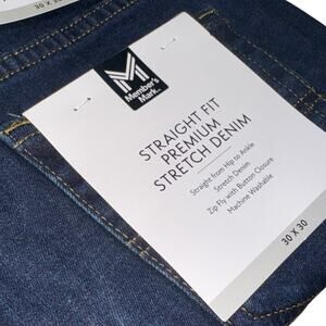 Member's Mark Jeans Mens 30x30 Dark Wash Straight Fit Premium Stretch Denim